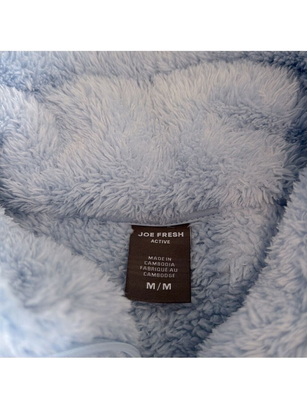 Joe Fresh Light Blue Oversized Teddy Quarter Zip Sweater Size Medium - Picture 3 of 6